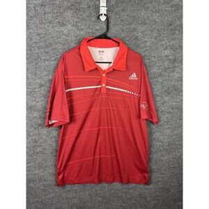 Adidas Golf Polo Shirt ClimaLite Mens Large Red White Hawk Country Club